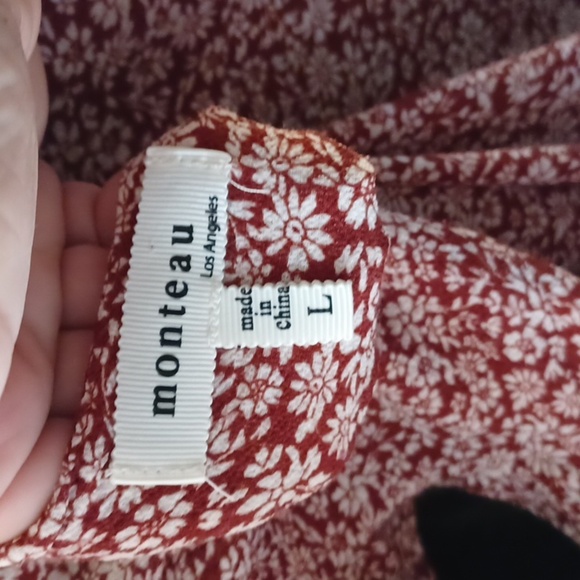 Monteau Button front frilly cap sleeve fitted dress, back elastic waist - Picture 9 of 10